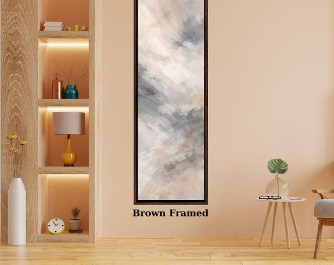 Long Narrow Vertical Canvas Wall Art – Tall Modern Abstract Nature Print Decor