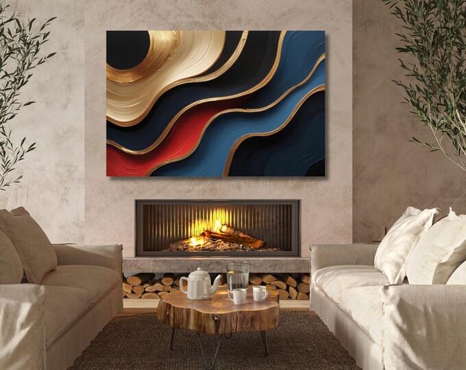 Abstract Marble Canvas Art, Black Gold Contemporary Wall Decor (Oversize)