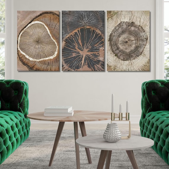 Set of 3 Tree Ring Canvas Wall Art, Colorful Tree Ring Wall Decor, Minimalist Home Canvas Art,Tree Ring Abstract Tree Ring Art gift Painting