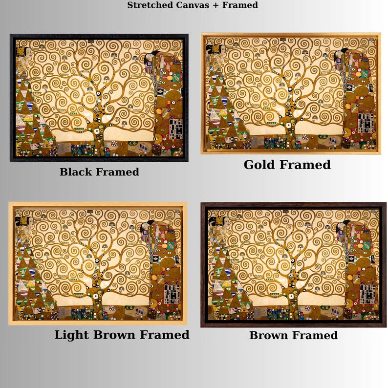 Klimt Style Tree of Life Canvas Art, Gold Abstract Mural, Art Nouveau ...