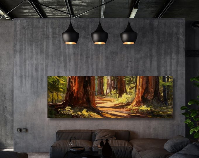 Tree Rings Wall Art: Panoramic Nature Print - Cotton Canvas