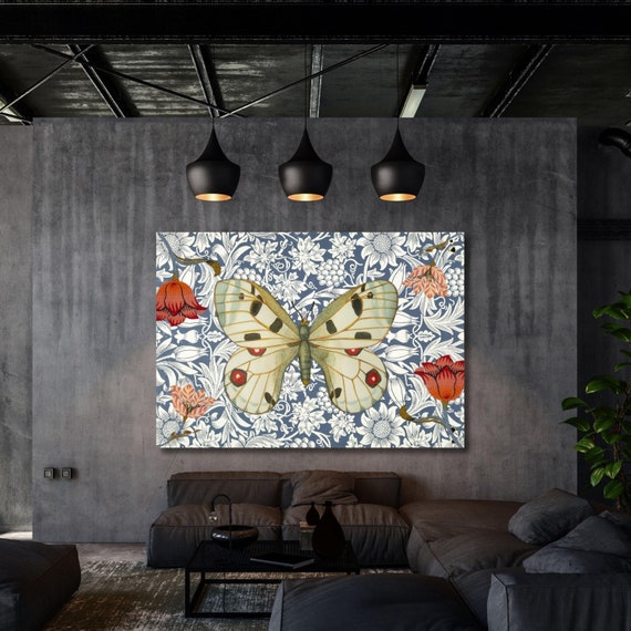 William Morris Butterfly Canvas Art Vintage Wall Art,Vintage Canvas Poster Exhibition Wall Art,Morris Flower Garden Flower canvas Market