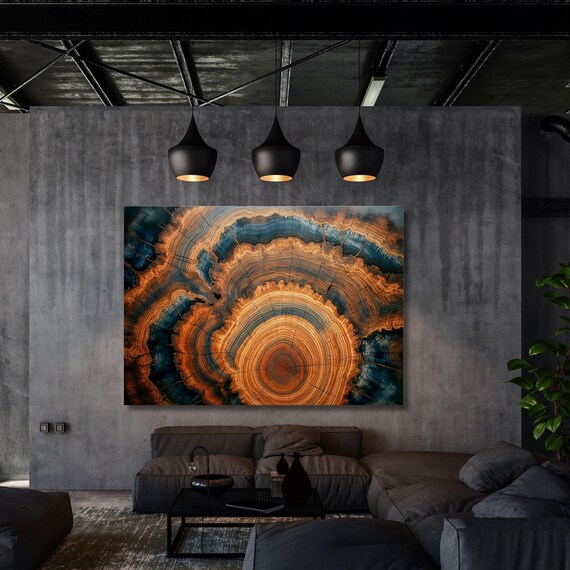 Abstract Tree Ring Canvas Art: Wood Texture Wall Decor