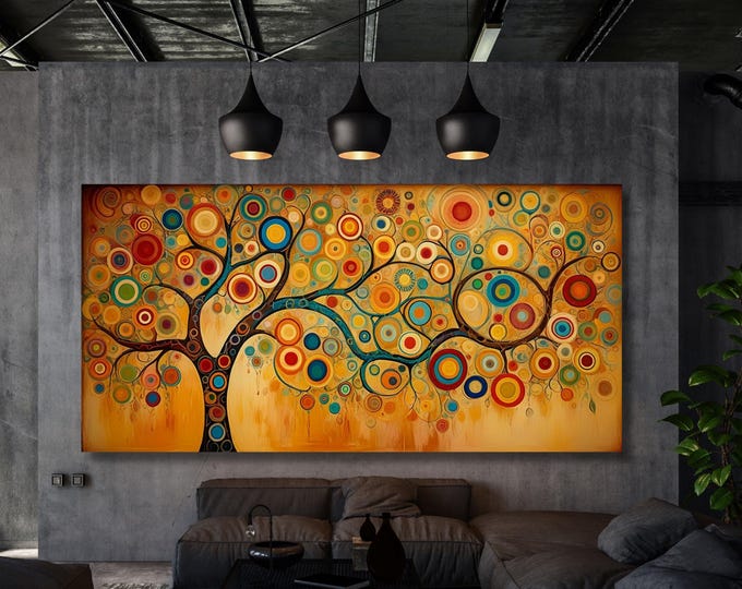 Gustav Klimt Style Tree of Life Canvas Art, Yggdrasil Painting Poster