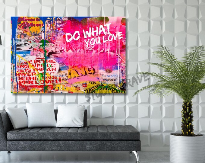 Banksy Graffiti Canvas Wall Art, Trendy Street Art Decor, Love Message Print