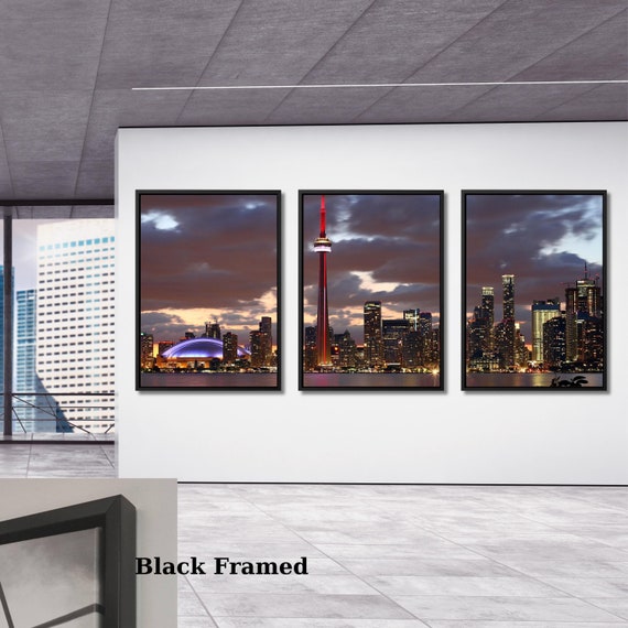 Toronto City Skyline Canvas Wall Art Canada Picture Scenery Set of 3 Piece Wall Canvas Print Modern Art Poster Home Decor Gift For Him Her