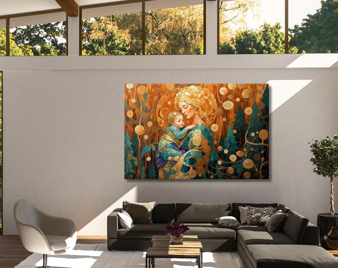 Gustav Klimt Mother and Child Canvas Print, Ready to Hang Wall Art