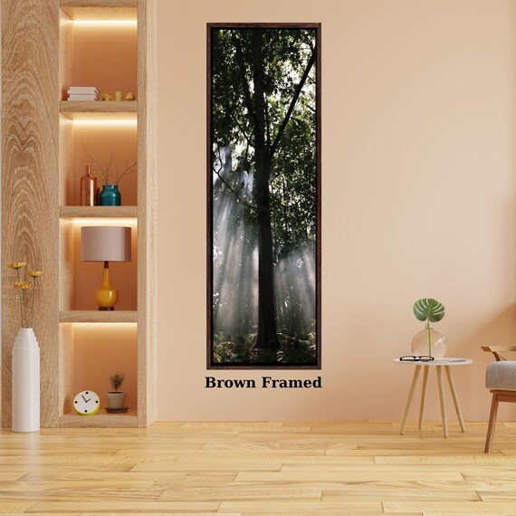 Forest Sun Rays Canvas Wall Art – Long Panoramic Nature Light Beams Decor