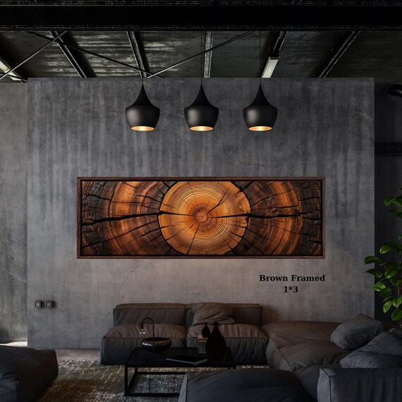 Panoramic Tree Rings Canvas Art, Elegant Natural Wood Print