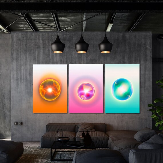 Set of 3 Aura Canvas Poster, Angel Number Wall Art, Spiritual Gradient Print, Affirmation Art, Boho Aura Printable, Meditation Wall Decor