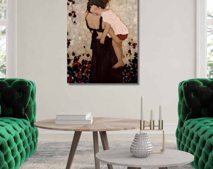Gustav Klimt 'The Mother and Child' Canvas Art Print