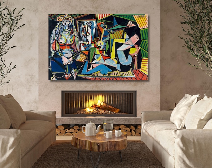 Picasso Inspired Cubism Wall Art, Abstract Figure Painting, Living Room Decor (Digital Download)