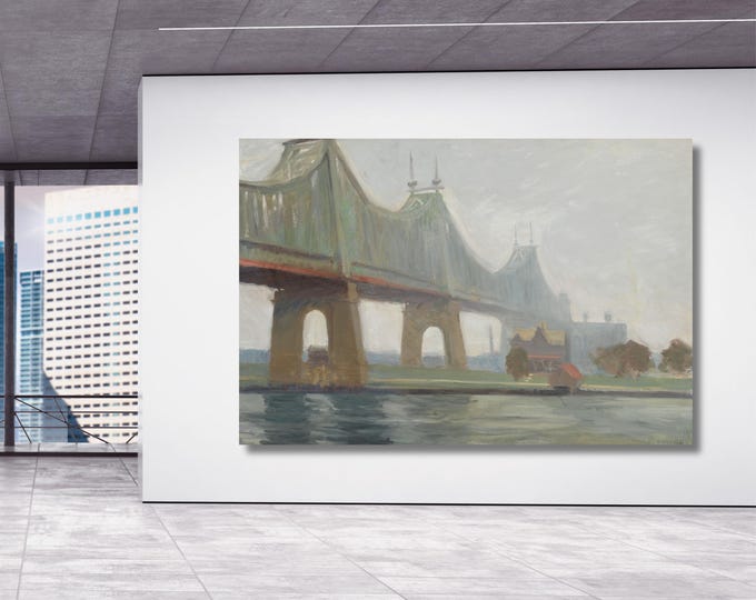 Edward Hopper Canvas Art: Queensborough Bridge - Vintage American Scene