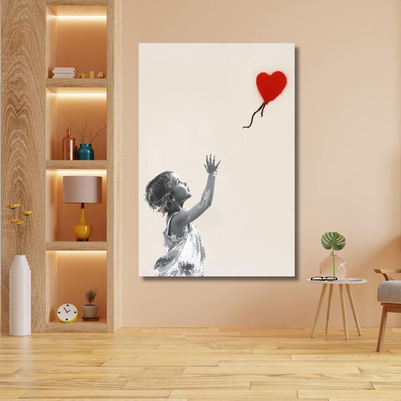 Banksy Dream Big Girl Canvas Wall Art, Graffiti Street Art Print, Framed Banksy Poster, Urban Modern Wall Decor, Wall Hangings Gift Canvas