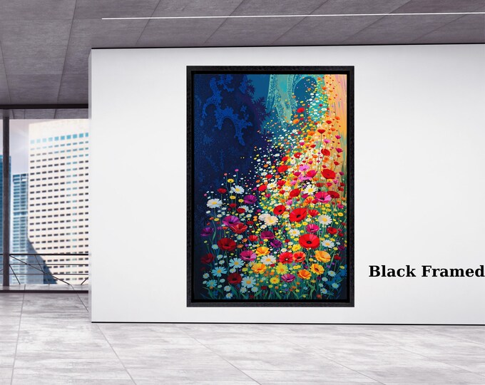 Gustav Klimt Vertical Floral Wall Art,Flower Garden Canvas Print, Mid Century Botanical Art, Klimt Museum Poster, Art Nouveau Decor Gift art