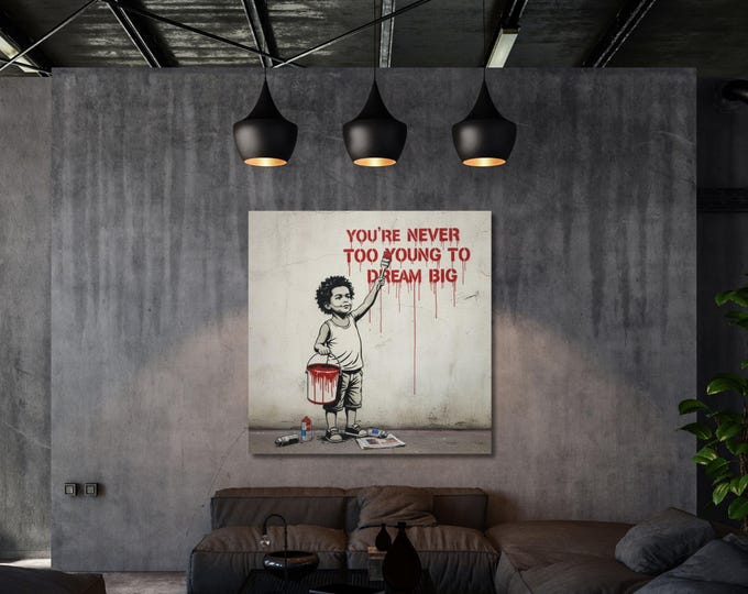 Banksy Style Canvas Wall Art: Dream Big Print, Home Decor (Digital Download)
