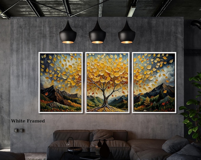 Tree of Life Canvas Print Set, Klimt Style, Boho Wall Art