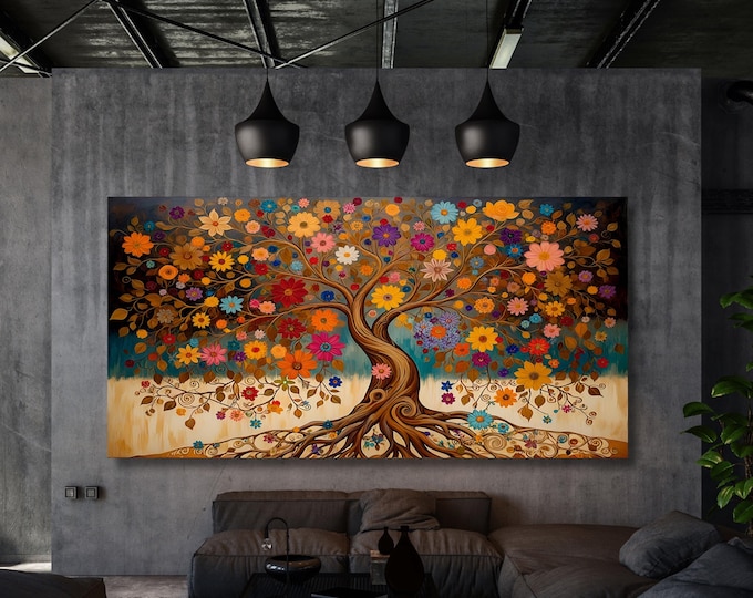 Gustav Klimt Tree of Life Canvas Wall Art,Gustav Klimt Style The Canvas Wall Art,Gustav Klimt The Tree of Life,Gustav Klimt Artwork Canvas