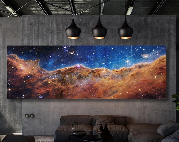 Carina Nebula Canvas Print, NASA James Webb Telescope, Cosmic Cliffs Art