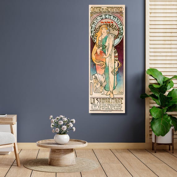 La Samaritaine 1897 by Alphonse Mucha Long Canvas Wall Art – Art Nouveau Poster Print