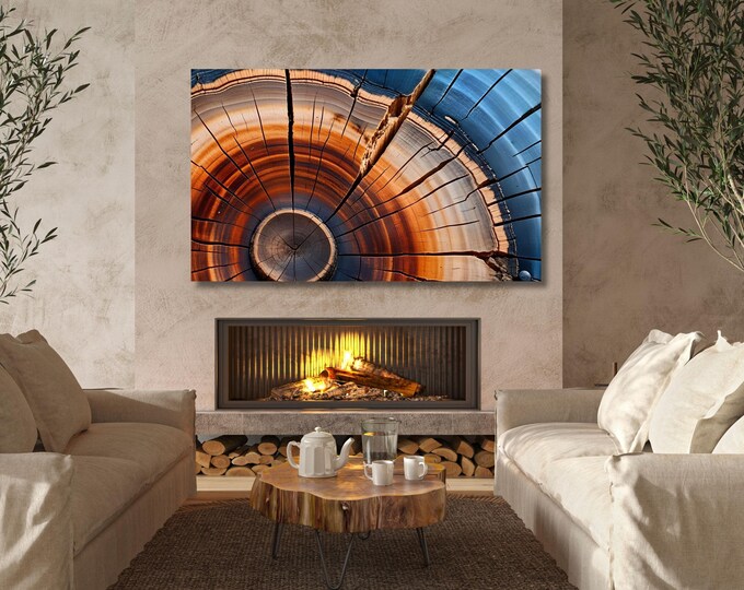 Colorful Tree Rings Canvas Wall Art Tree Rings Print Elegant Natural Wall Art  Echo Reduction  Modern Farmhouse Living Room Canvas Print
