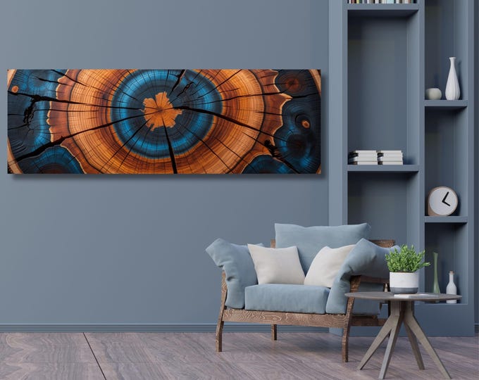 Panoramic Tree Ring Canvas Art: Elegant Natural Wall Decor