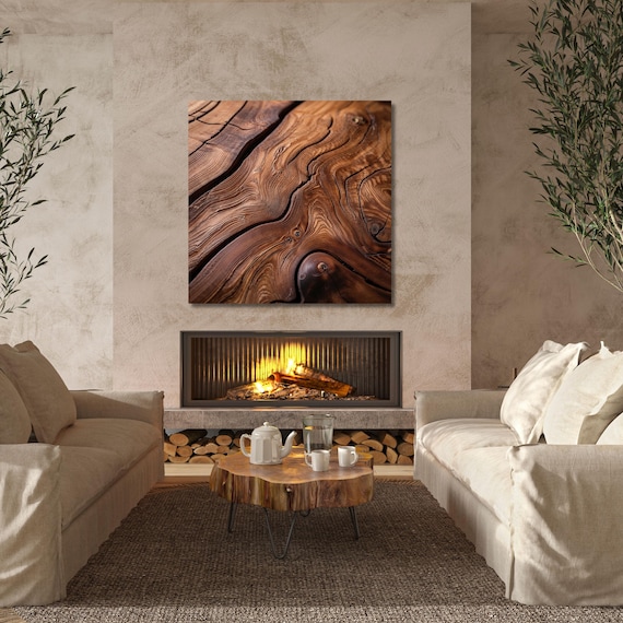 Tree Ring Canvas Wall Art,Rustic Nature Print, Wood Slice Texture Art, Minimalist Modern Decor, Natural Forest Style Wall Artwork Canvas art