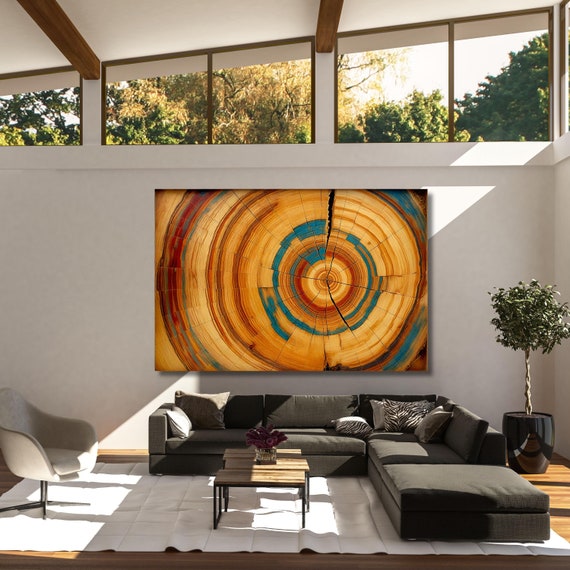 Wood Texture Wall Decor Wood Crack Abstract Natural Canvas Wall Art Great Design Solution Tree Ring Print of stump,Tree ring Canvas art gift