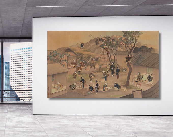 Composite Imaginary Japan Landscape Print, Rustic Wall Art, Living Room Decor