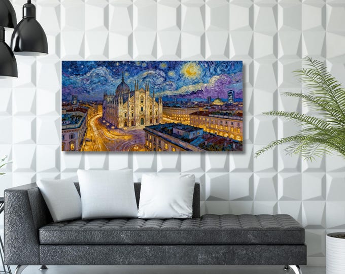 Milan in the Style of Van Gogh – Starry Night Inspired Italy Canvas Wall Art