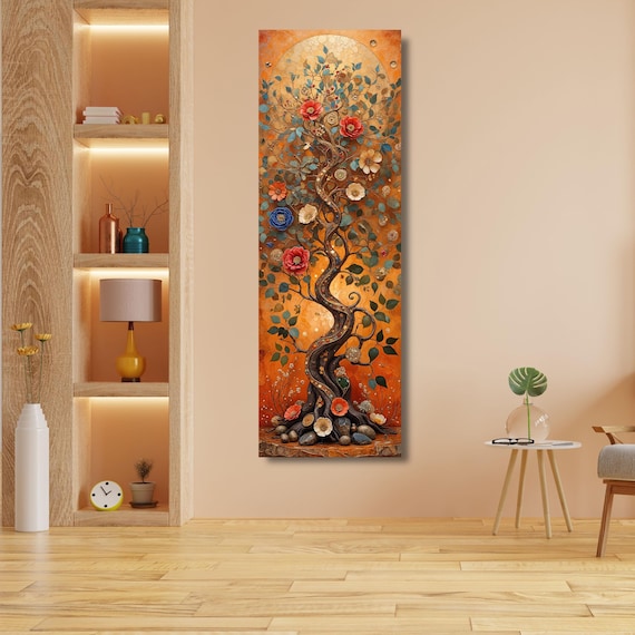 Long Vertical Canvas Print, Tree of Life, Nature Wall Art