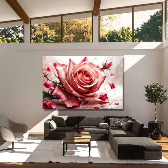 Rose Painting Floral Canvas Wall Art Roses Canvas Painting Flowers Oil Painting Artwork Floral Still Life Flower Ready to Hang Rose Poster