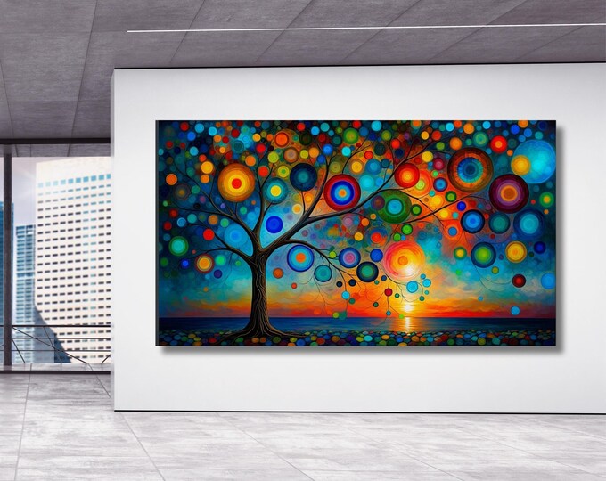 Gustav Klimt Style Tree of Life Canvas Art, Yggdrasil Painting Poster