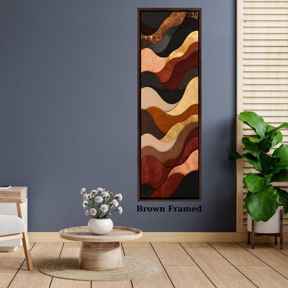 Abstract Brown and Black Canvas Print Tree Rings Long Narrow Rustic Wood Texture Print Wall Art for Hallway or Above Bed Natural Print