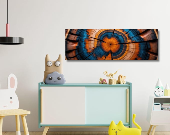 Panoramic Tree Rings Canvas Art: Elegant Natural Wall Decor