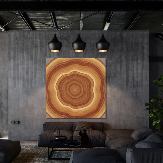 Tree Ring Canvas Wall Art,Rustic Nature Print, Wood Slice Texture Art, Minimalist Modern Decor, Natural Forest Style Wall Artwork Canvas art