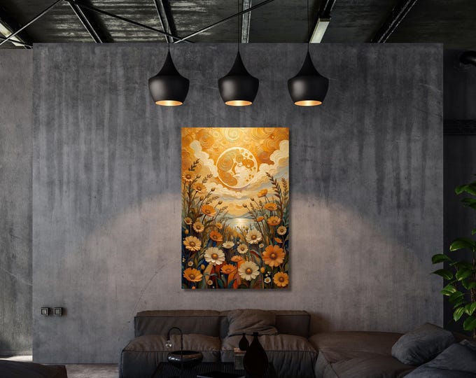 Flower Garden Canvas: Klimt Inspired Sunrise and Sunset - Vibrant Colors