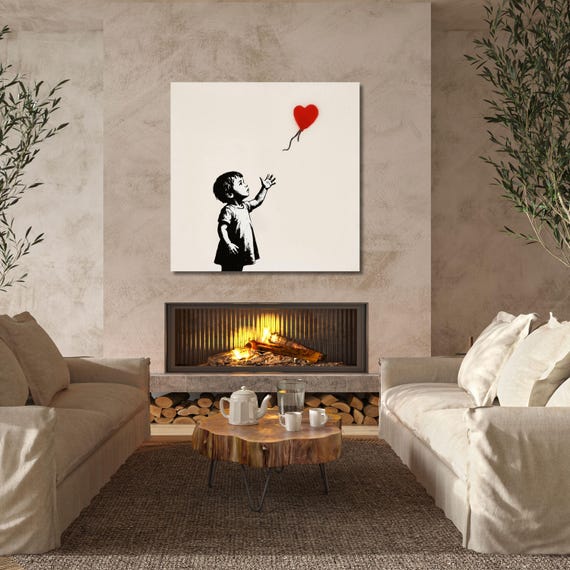 Banksy Boy With Balloon Canvas Wall Art, Numbered Edition Banksy Print, Graffiti Street Art Poster, Modern Urban Wall Decor, Wall Hangings