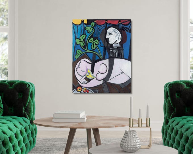 Pablo Picasso Nude Green Leaves and Bust Canvas Print, Famous 1932 Picasso Print, Modern Cubist Wall Art, Marie-Therese Walter Portrait