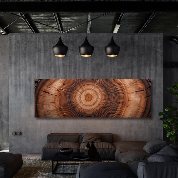 Panoramic Tree Ring Canvas Art: Elegant Natural Home Decor