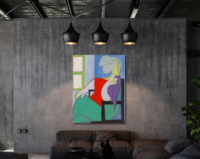 Picasso Femme Assise Près d'Une Fenêtre Canvas Print, Cubist Sleeping Woman Portrait