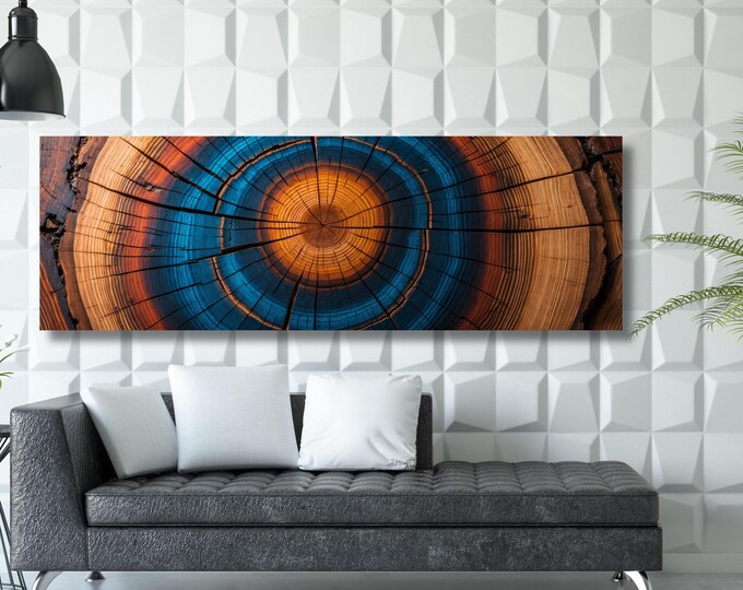 Panoramic Tree Rings Canvas Art, Natural Wood Texture (Ready to Hang)