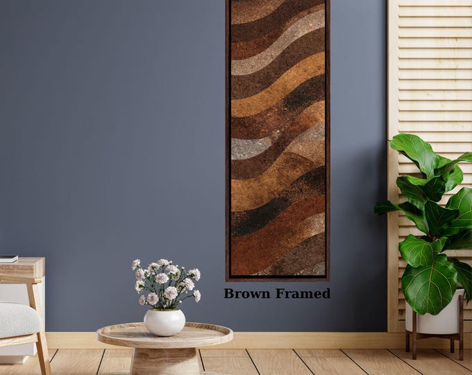 Abstract Brown and Black Canvas Print Tree Rings Long Narrow Rustic Wood Texture Print Wall Art for Hallway or Above Bed Natural Print