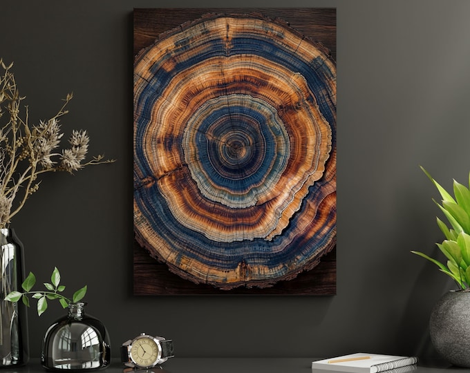 Tree Ring Print, Nordic Canvas Art - Wood Texture Prints Stump, Stretched Or Rolled, Framed | Cotton, Sizes