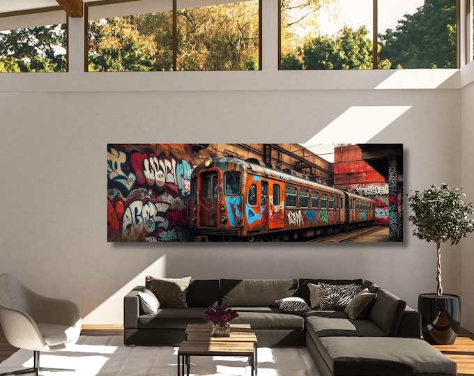 Graffiti Wall Art: Urban Subway Train - Modern NYC Decor