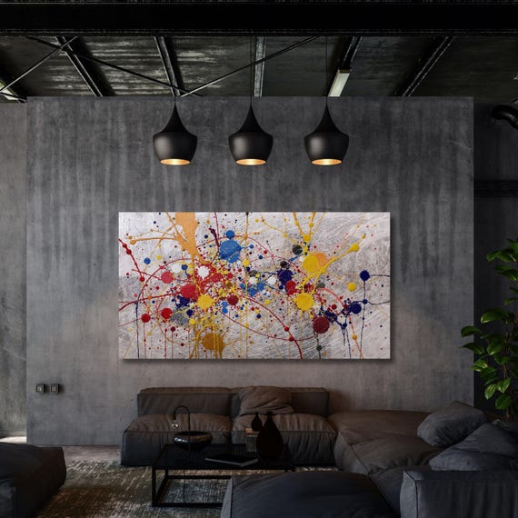 Pollock Style Canvas Wall Art, Abstract Drip Painting Print, Modern Splatter Art, Jackson Pollock Inspired Canvas, wall hangings Wall Decor
