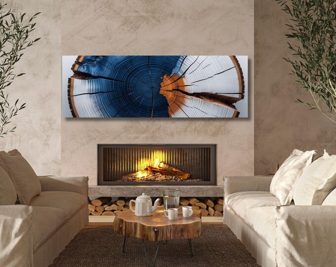 Panoramic Tree Rings Canvas, Natural Wood Stump (Multiple Sizes)