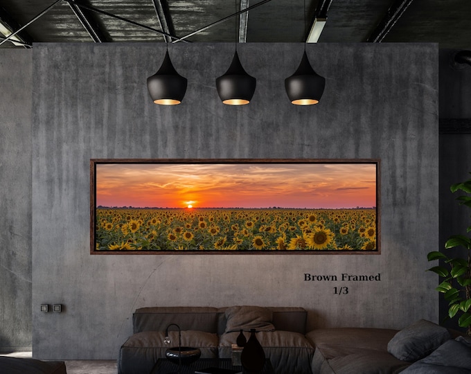 Sunrise Sunflower Field Canvas Wall Art – Golden Morning Landscape Nature Decor Print