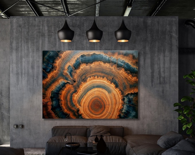 Abstract Tree Ring Canvas Art: Wood Texture Wall Decor