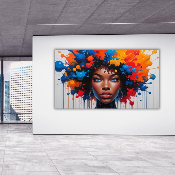African Woman Wall Art,Abstract Canvas Wall Art Living Room Decor, Woman Canvas Print, Extra Large Wall Art,African American Art Home Decor